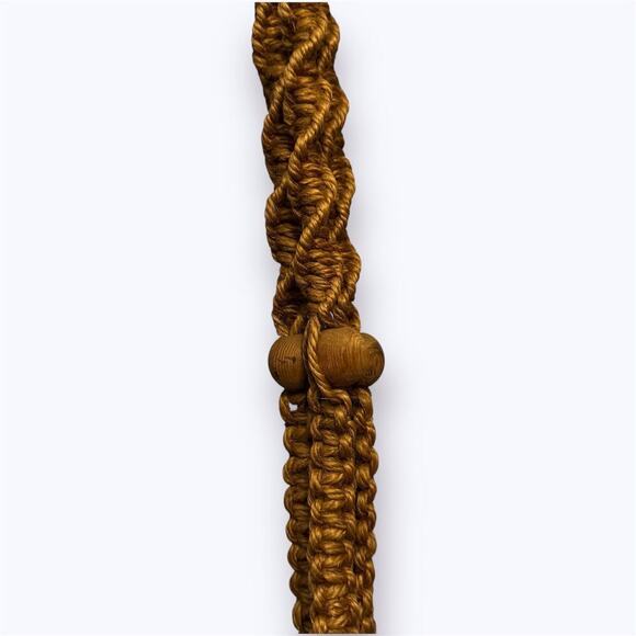 Vintage Jute Macrame Indoor Plant Hanger Wooden Beads 70s 80s 74" Long Bohemian - Picture 6 of 7